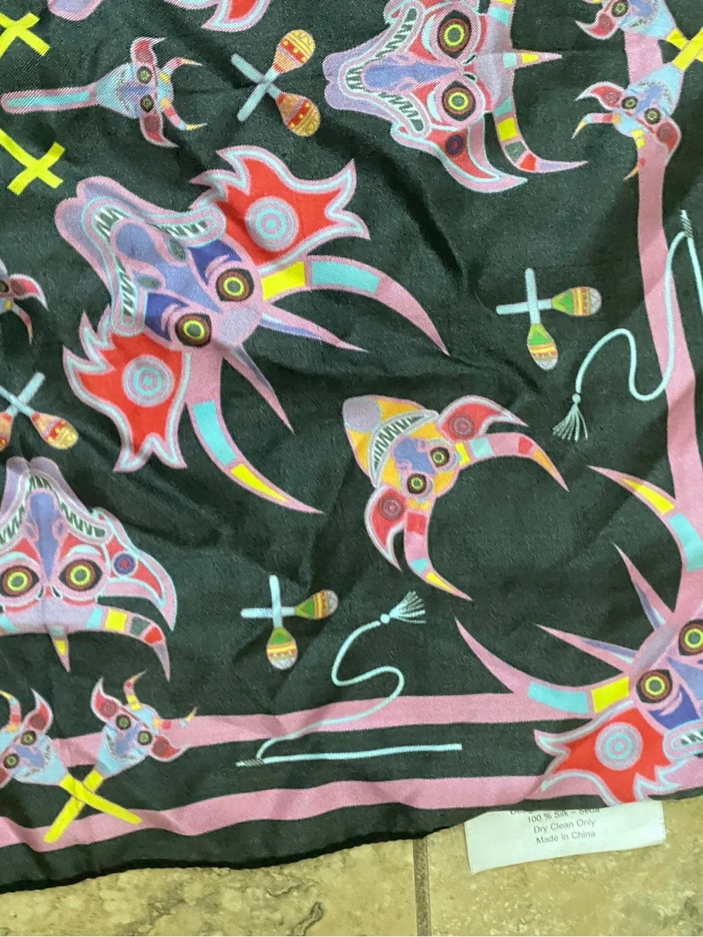 Meridiano 67º Diabladas 100% Real Silk Luxury Foulard Mythical 19” Square Scarf